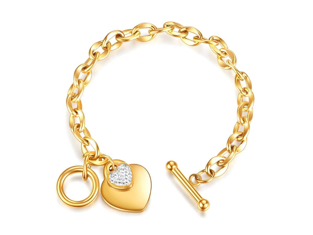 Hearts Charm Bracelet 18K Gold