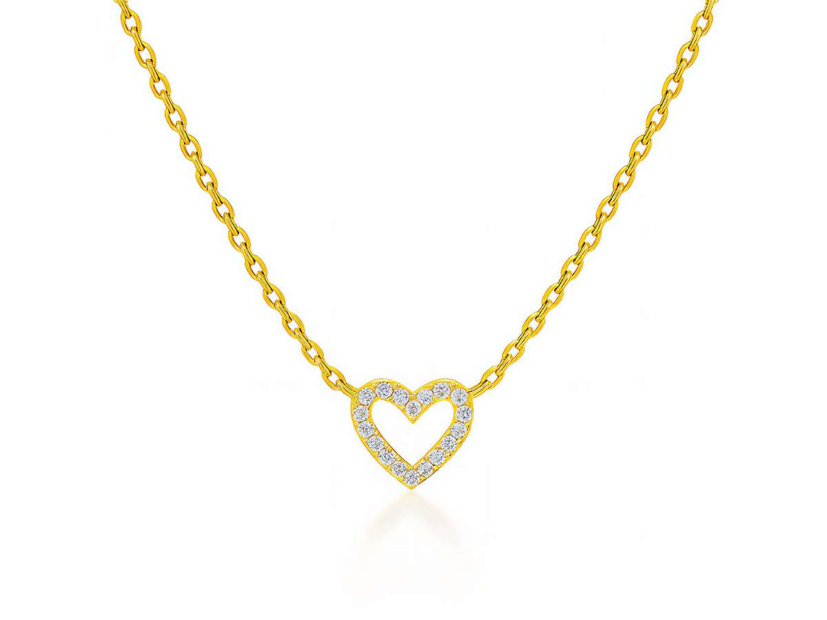 Silver Crystal Heart Necklace for Women