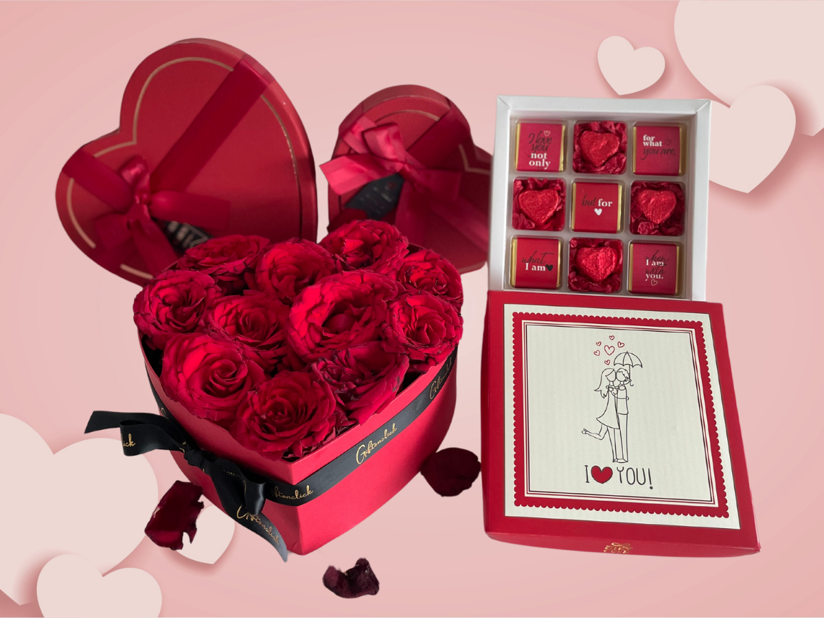 Heartfelt Romance Gift Set | premium chocolate box Dubai | luxury gift set UAE | premium Belgian chocolates | romantic gift Dubai | Valentine’s Day gift | love gift set | best gifts Dubai | Belgian chocolate gift box UAE | same day chocolate delivery Dubai | UAE gift shop online