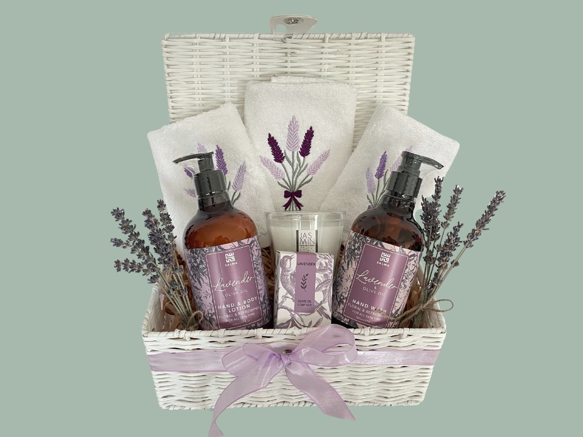lavender spa basket UAE | spa gift basket | organic spa gift UAE | vegan bath set Dubai | cruelty-free body care UAE | natural lavender soap | hand & body lotion UAE | scented candle gift Dubai | self-care hamper UAE | pampering gift | baby gift box Dubai | baby bath gift set | Birthday gift | birthday gift Dubai | birthday gift box Dubai online | birthday gifts UAE | birthday gift set UAE | Get well soon gift | get well soon gifts Dubai